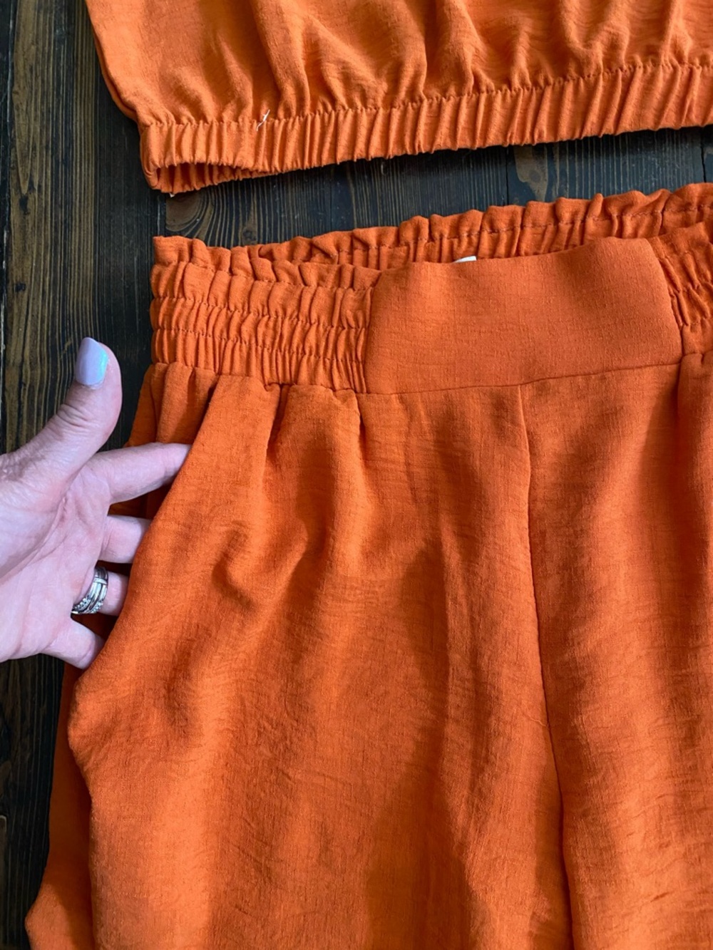 Women’s “Paper Crane” Orange Wide-Leg 2 piece Outfit Size Small - Picture 2 of 7